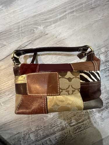 バッグ Coach Patchwork Signature shoulderbag405 Coach Signature C Jacquard Tan Patchwork Stripe Shoulder Bag