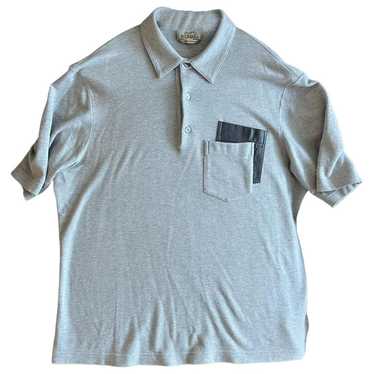 【HERMES】1990s Logo Embroidery Polo Shirt Hermes Men's H Embroidered Polo Shirt Marine Short Sleeve L