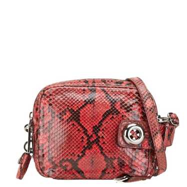 Prada Black Python Triangle Red Bag Shoulder Leat… - image 1