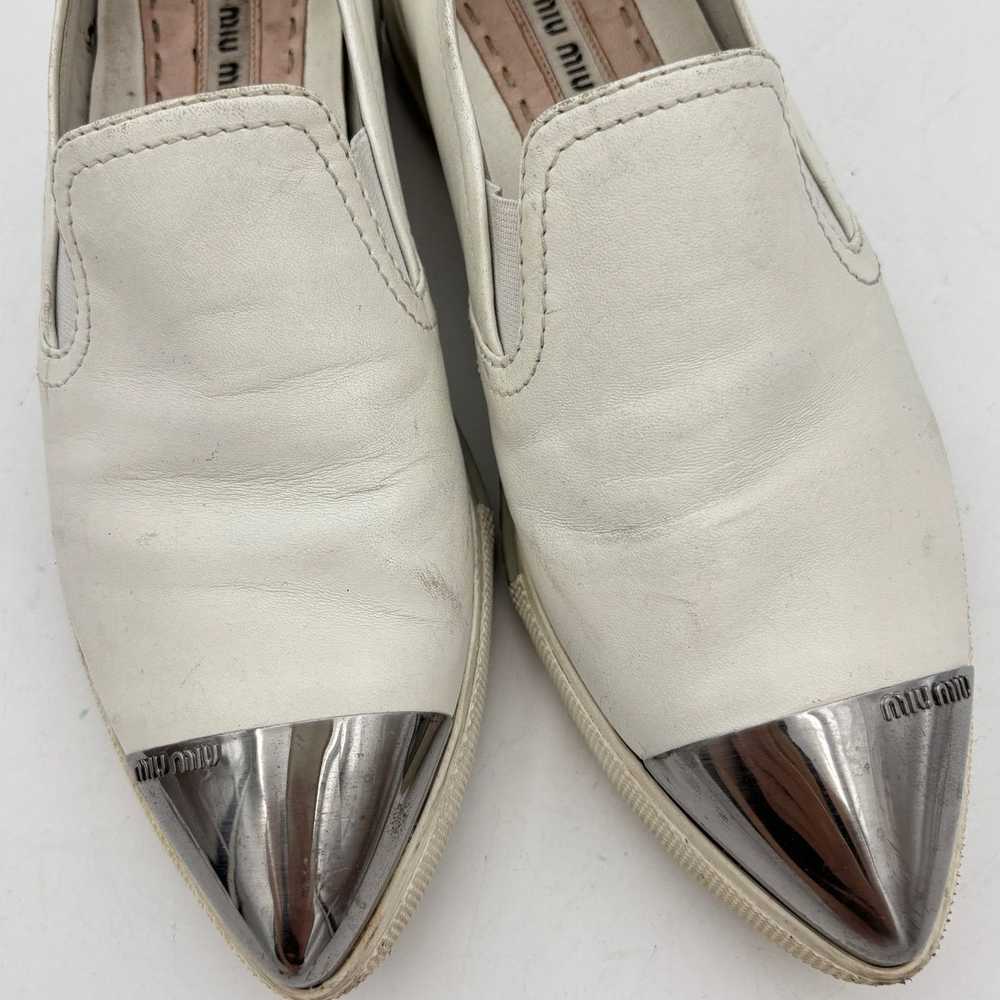 Miu Miu Miu Miu Leather Metal Point Cap Toe Slip … - image 10