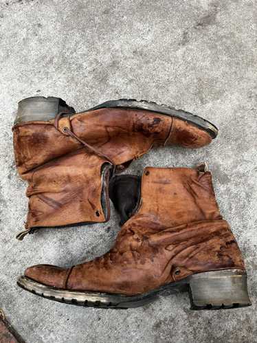 靴 alfredoBANNISTER 26cm alfredoBANNISTER シューズ センター シルバー ジップ レザー