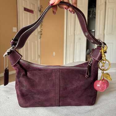 バッグ Coach Suede Flap Shoulder Bag Purple Purple suede coach shoulder - Gem