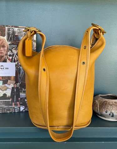 バッグ Vintage Coach Duffle Sac Bucket Yellow VINTAGE COACH DUFFLE SAC BUCKET SOULDER BAG PURSE #9085