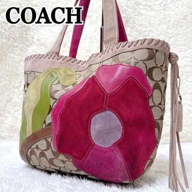 バッグ Coach Signature Flower Patchwork Pouch COACH Hand AccessoryPouch Signature Flower Patchwork Beige