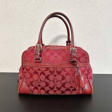 バッグ Coach Signature Mini Boston Bag Red Coach signature boston bag - Gem