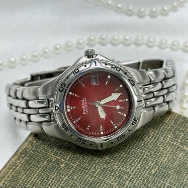 Red Dial Fossil Watch with Rotating Bezel - image 1
