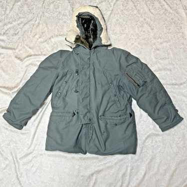 実物 N-3B LANCER CLOTHING co 70s Vintage 70s N-3B Parka Mens L Military Snorkel Coat USA Sage