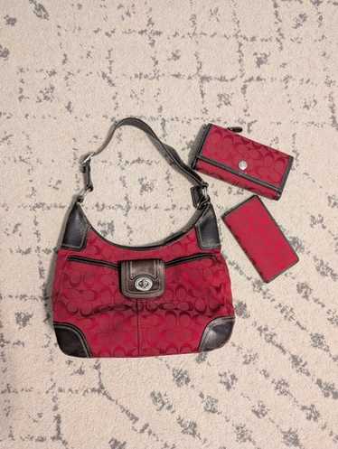 バッグ Coach Red Signature Soho Hobo Shoulder COACH The Coach Originals Soho Signature Jacquard Buckled
