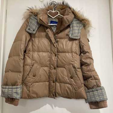 Burberry Blue Label フード付きコート 38 BURBERRY BLUE LABEL バーバリーブルーレーベル 毛皮（タヌキ