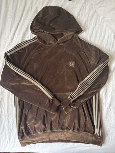 トップス NEEDLES VELOUR TRACK HOODIE L NEEDLES Black Track Hoodie Needles