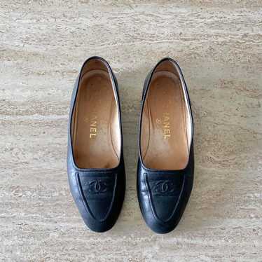 【希少❗️】vintage chanel レザー　ローファー　ブラック　24cm 希少❗️】vintage chanel レザー ローファー ブラック 24cm