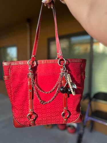 Coach Handbag Accessory Pouch　y2k red $340 free shipping ❌SOLD❌ Coach Y2K Red Demi Signature C