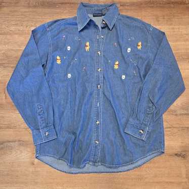 トップス 90s Disney FANTASIA denim shirt 90s “Disney” Fantasia Mickey embroidery design denim shirt