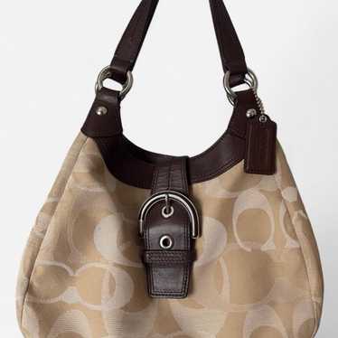 極美品 Coach Soho Brown Shoulder Hand Bag COACH Soho Bag Signature Jacquard Shoulder Bag CJ814 Brown