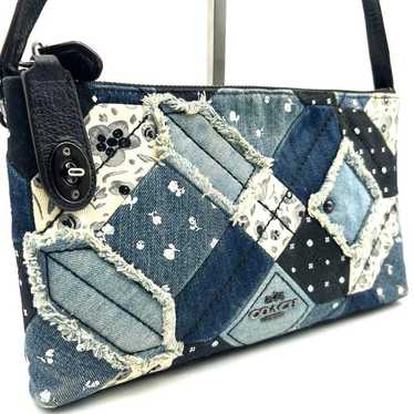 バッグ COACH denim patchwork mini shoulder Bag Coach Vintage Patchwork Mini Crossbody Denim Suede Pocket