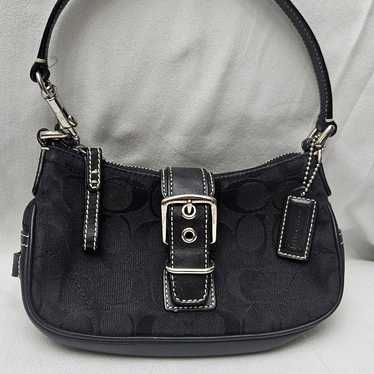 バッグ coach baguette bag pouch signature y2k Vintage Coach Y2k Signature Mini Bag Black & Gray Canvas