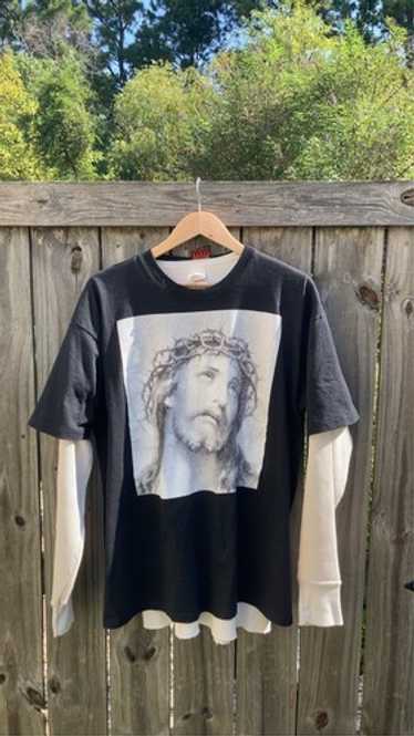 レア90s Vintage Archaic Smile Mary Jesus T Vintage 1990s ARCHAIC SMILE Jesus Christ & Mary All Over