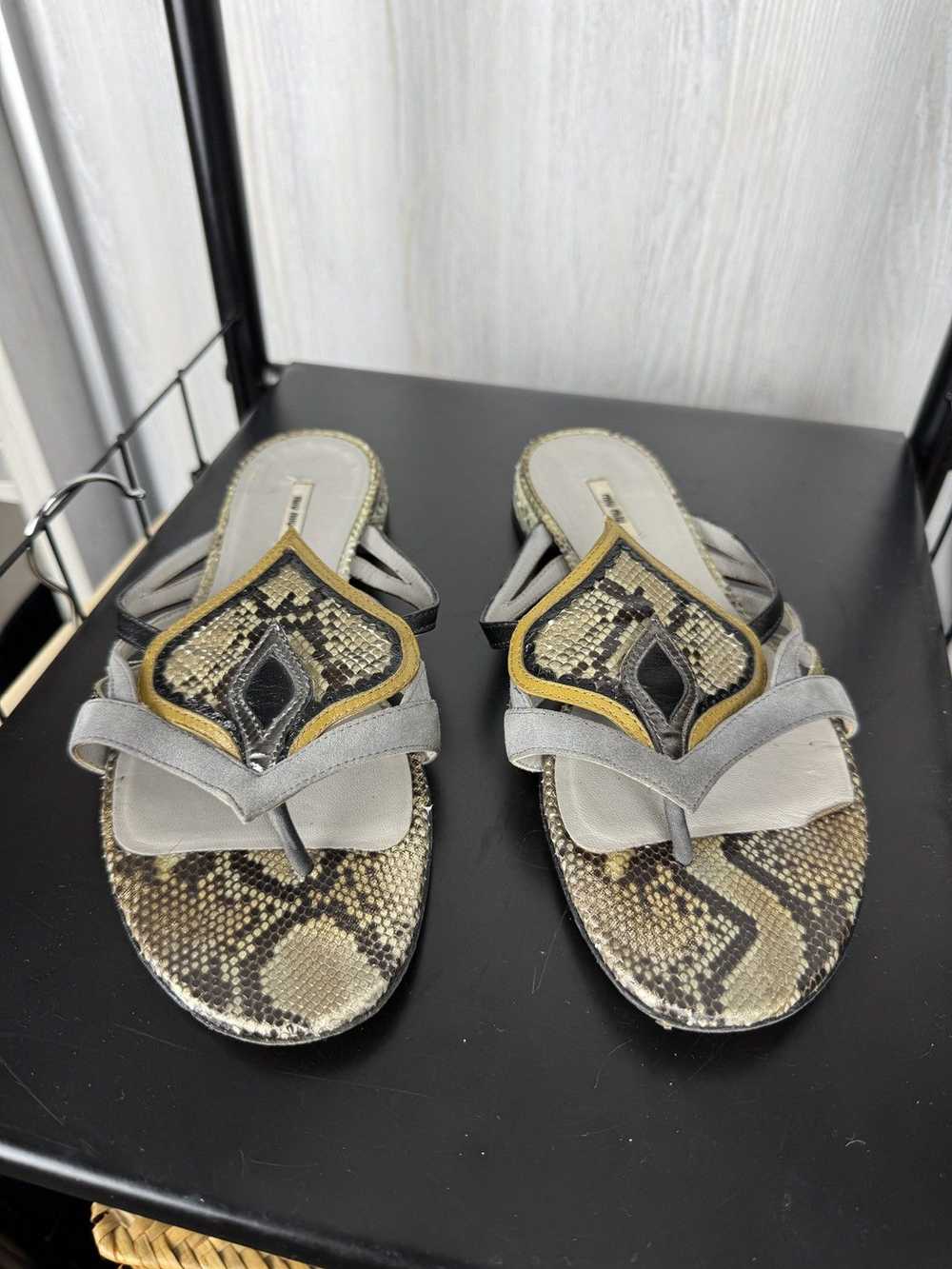 Miu Miu Miu Miu Lizard snake leather and suede sa… - image 2
