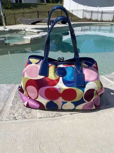 バッグ Coach Denim Signature Hand Bag Kiss-lock Coach Denim Signature Hand Bag Kiss-lock