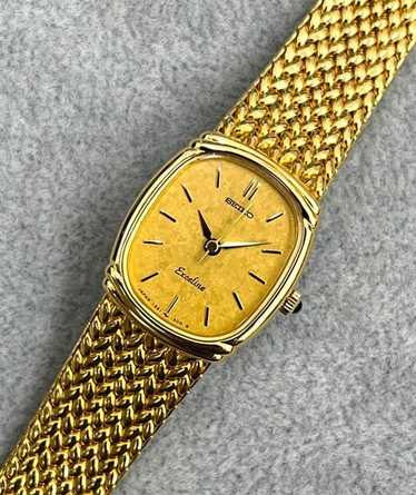 R7-2954 セイコー EXCELINE 1221-5170 14K 金 Seiko Exceline 14K Quartz Watch 1221-5170 Golden Metal ref