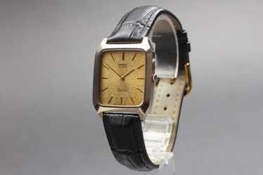 レア SEIKO セイコー デザイナー ゴールド QUARTZ 正確稼働 レトロ RARE! VTG Seiko Quartz SQ All Gold BLACK DIAL ARABIC Day