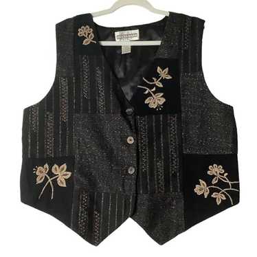 Vtg Dress Barn Vest Women Sz 1X Wool Leather Blen… - image 1