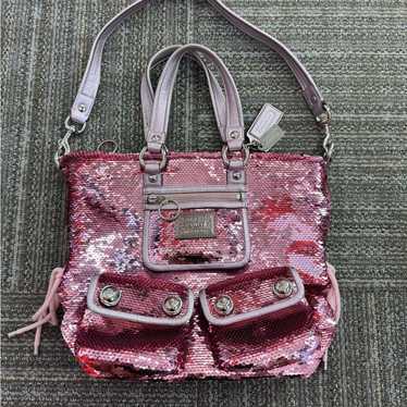 バッグ Coach Poppy Sequin Spotlight Bag Coach Poppy Sequin Spotlight Tote - Red Totes, Handbags