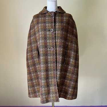 英国　Welsh tapestry Woollen 　ウールコート ヴィンテージ Traditional Welsh Tapestry Vintage Rose Draped Coat by Melin