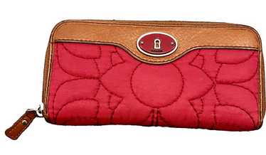 Fossil Key-Per Raspberry Quilted Flower Fabric & … - image 1