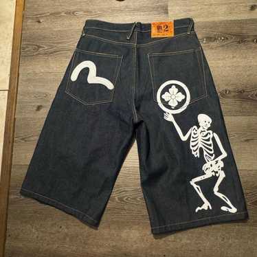 EVISU YAMANE 大黒 denim shorts White Paint 2ESHTM5SH1132FFDN-BLDD_m1.jpg?
