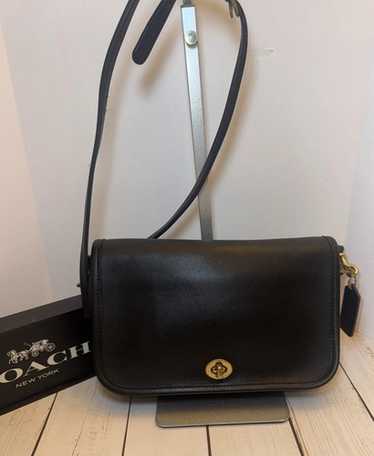 バッグ old coach shoulder bag 9755 y2k 393 Vintage Coach Black Leather Penny Pocket Purse Crossbody Bag