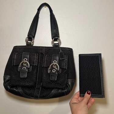 vintage coach old soho Black 黒 COACH Vintage SOHO Satchel Buckle Flap Cowhide Leather Bag