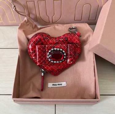 小物 miu miu heart charm leather coin case Miu miu heart bag - Gem