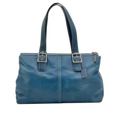 バッグ COACH 70487 Vintage Blue Leather Tote Large COACH Black Leather Bleeker Legacy Weekender Tote Bag