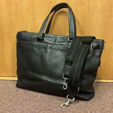 バッグ coach leather 2way hand bag vintage Coach black leather 2-way - Gem