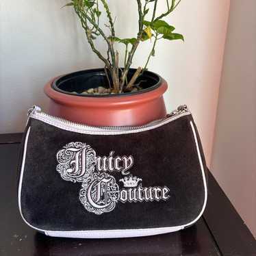 希少■JUICY COUTURE ベロア ハンドバッグ ブラック×シルバー ブランド古着】レザー切替ベロアハンドバッグ（ハンドバッグ