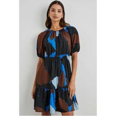 Rails Blue/Multi Abstract Print Puff Sleeve Khloe… - image 1