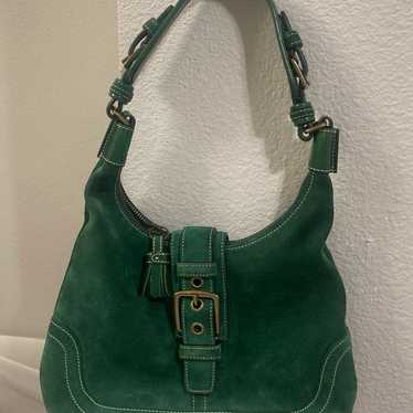 バッグ Vintage Coach Suede Hampton Bag Green Coach hampton suede - Gem