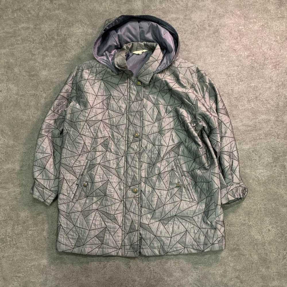 6W3 【80's Archive】 Patterned Coat, Shiny, Psyched… - image 1