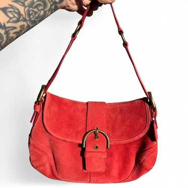 バッグ Coach Soho Hobo Suede Leather Shoulder Coach Vintage Soho Limited Edition Suede Leather Chevron