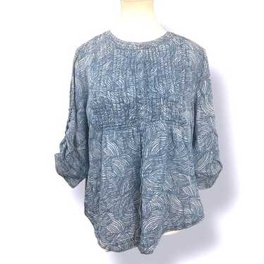 Intro  Festival Boho Button Down Top Roll Tab Sle… - image 1