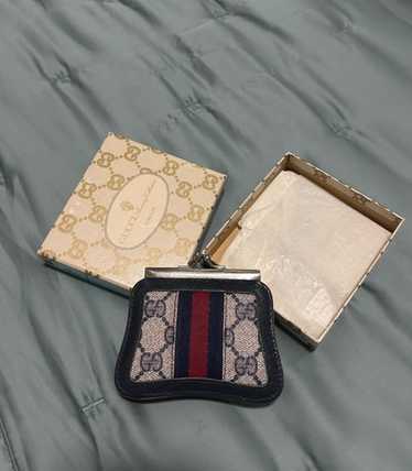 GUCCI ❤︎ Vintage ❤︎ coin case Vintage Gucci Coin Purse Blue Canvas Used Preowned Condition