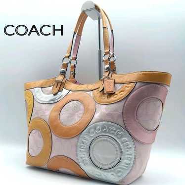 バッグ Coach Patchwork Tote bag Signature COACH Large Signature Leather Patchwork Tote Handbag Purse