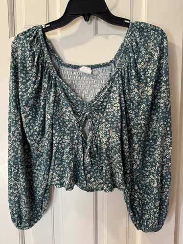 By Together Women's Peasnt Crop Top Size S Green - image 1