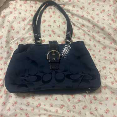 バッグ vintage coach Soho Hobo hand bag navy Vintage Coach 8A16 Navy Suede & Leather Large Soho Hobo Bag