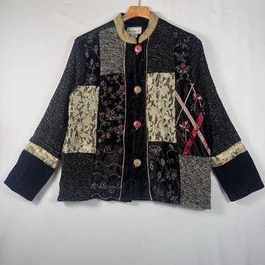Vintage 90s Flashback Patch Work Button Up Jacket… - image 1