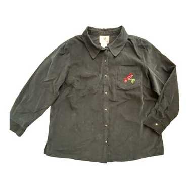 Quacker Factory Black Button-Up corduroy embellis… - image 1