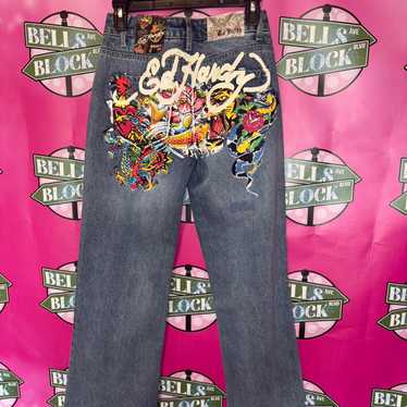 Ed hardy jeans エドハーディー デニム y2k 36 Ed Hardy(エドハーディー) Devil embroidery straight denim