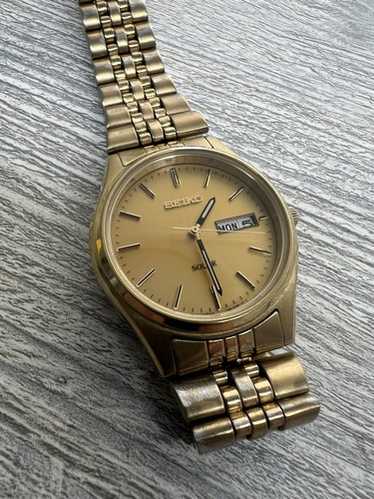 SEIKO セイコー SOLRA ソーラー V158-0AA0 腕時計 Vtg Seiko Solar Mens Classic Essential Gold Tone Dial Day