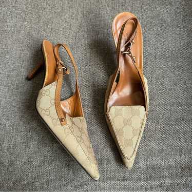 靴 Vintage Gucci Monogram Heels 36 1/2 Gucci Monogram Mules 36